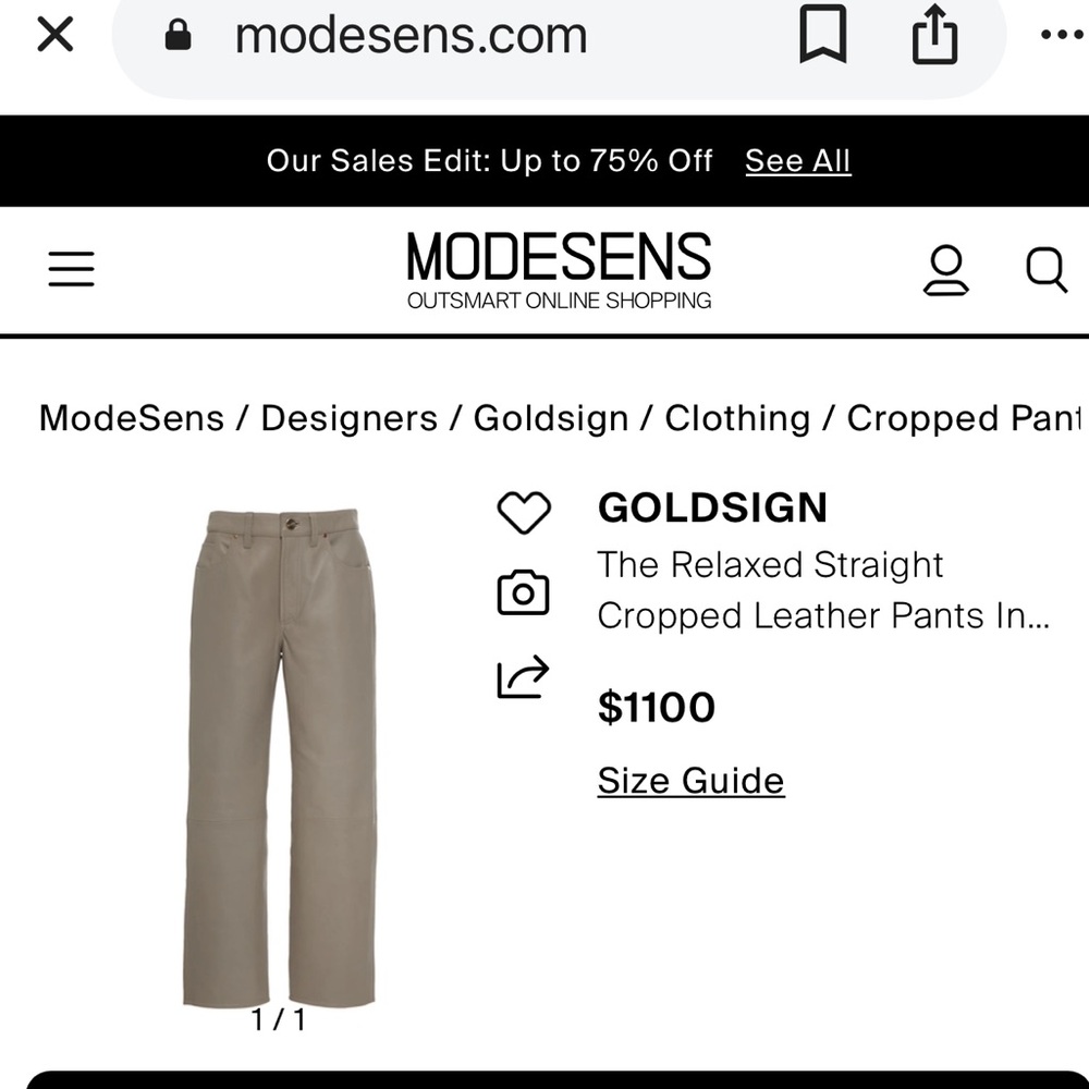 Goldsign The Leather Mild Relaxed Straight Leg  W3373 Lamb Skin Leather Pants